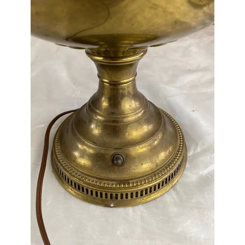 Vintage Brass Hurricane Table Lamps Set of 2 Electric 12